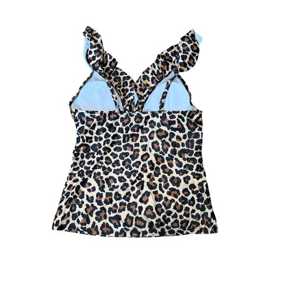 Beachsissi Leopard Animal Print Ruffle Tankini Swimsuit Two Piece Set NEW - Picture 6 of 7